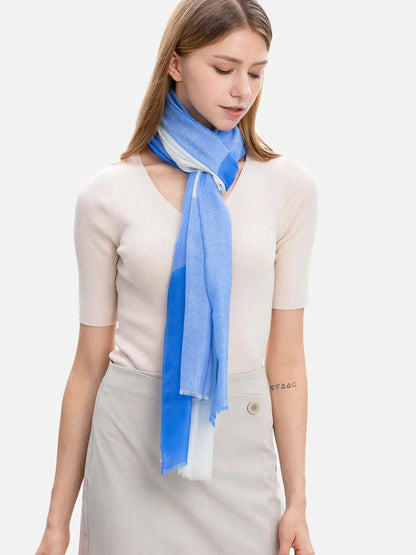 Featherlight Azure White Cashmere Scarf
