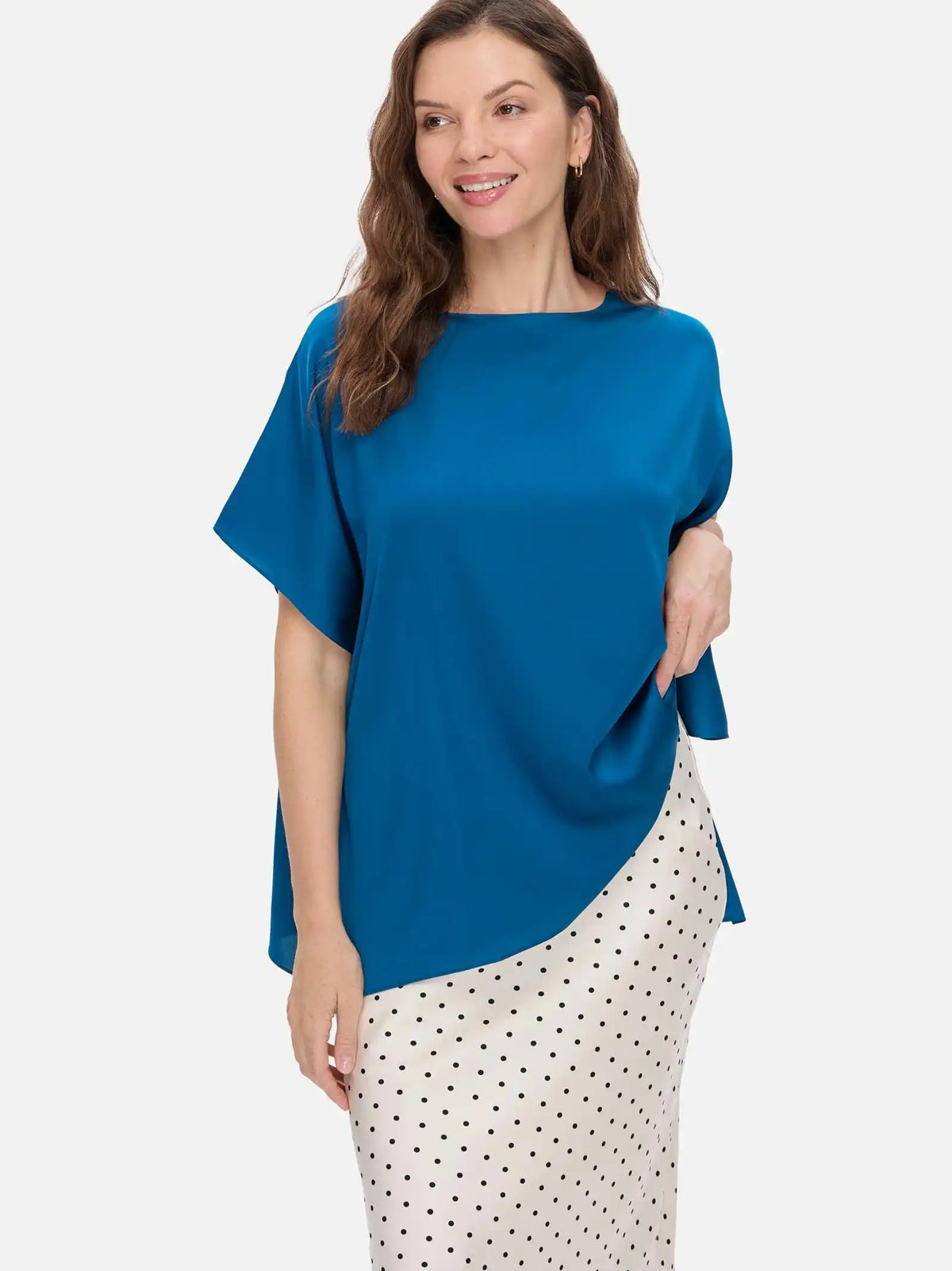 Teal Silk Ease Top