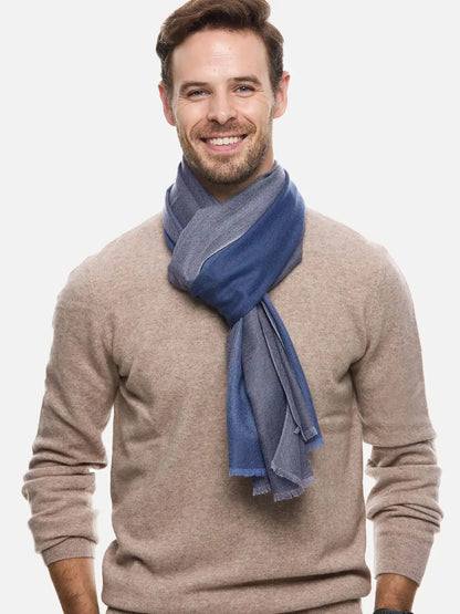 Gray Herringbone Mens Cashmere Scarf