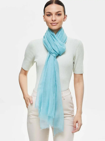 Featherlight Aqua Blue Cashmere Scarf