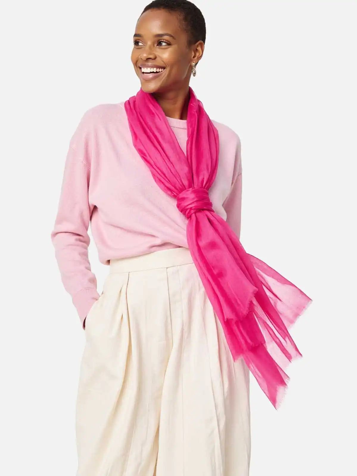 Featherlight Fuchsia Cashmere Scarf