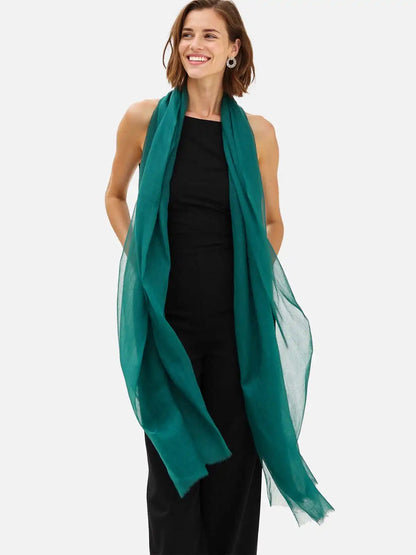 Featherlight Pine Green Cashmere Scarf