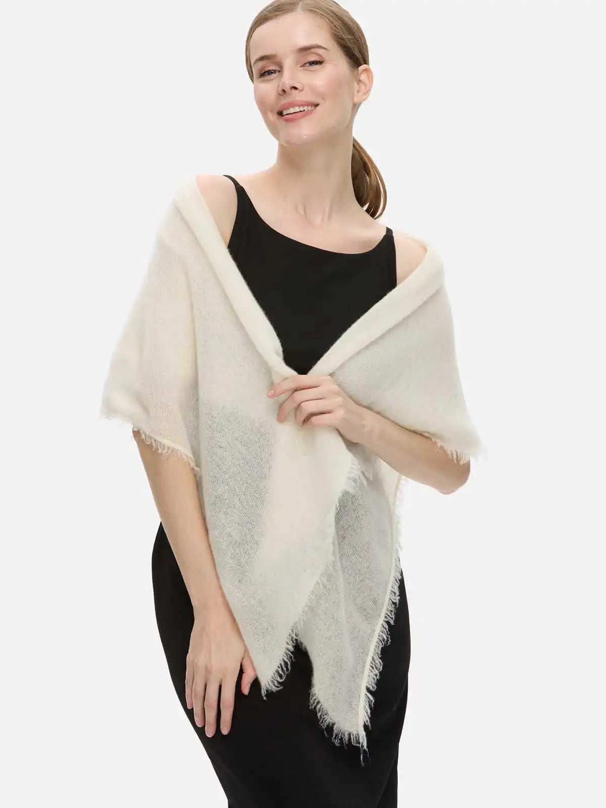 White CloudPuff Cashmere Scarf