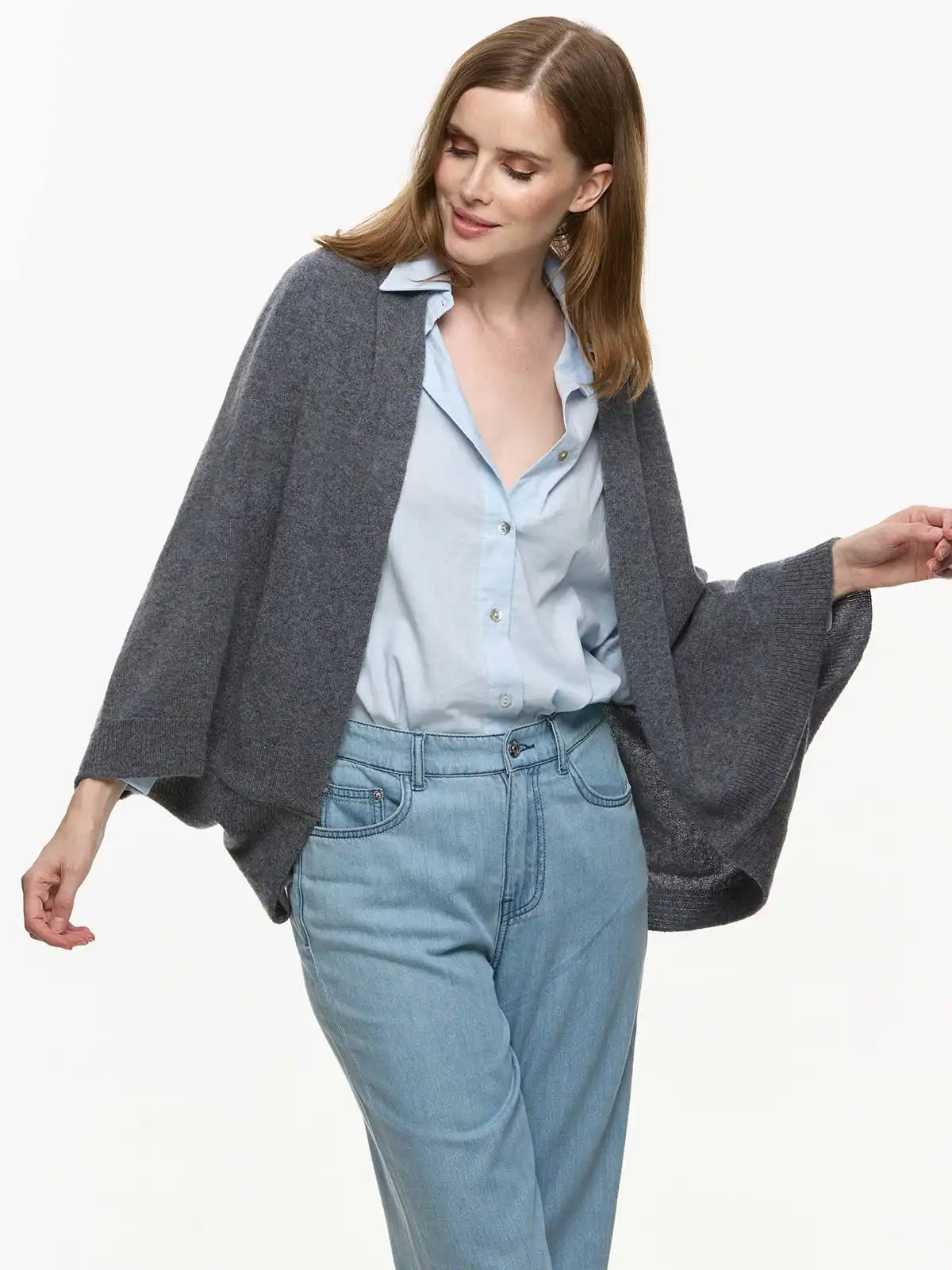 Gray Wearable Cashmere Wrap