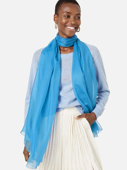 Featherlight Sky Blue Cashmere Scarf