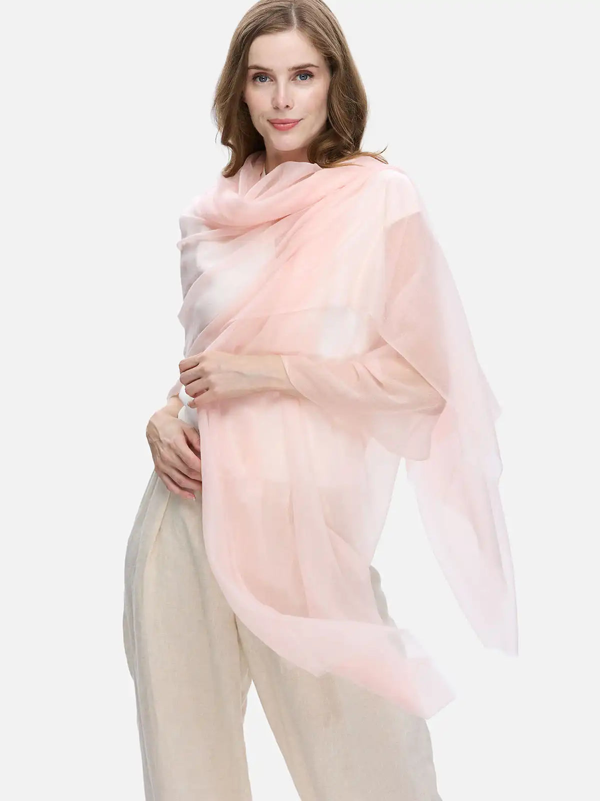 Featherlight Light Pink Cashmere Scarf