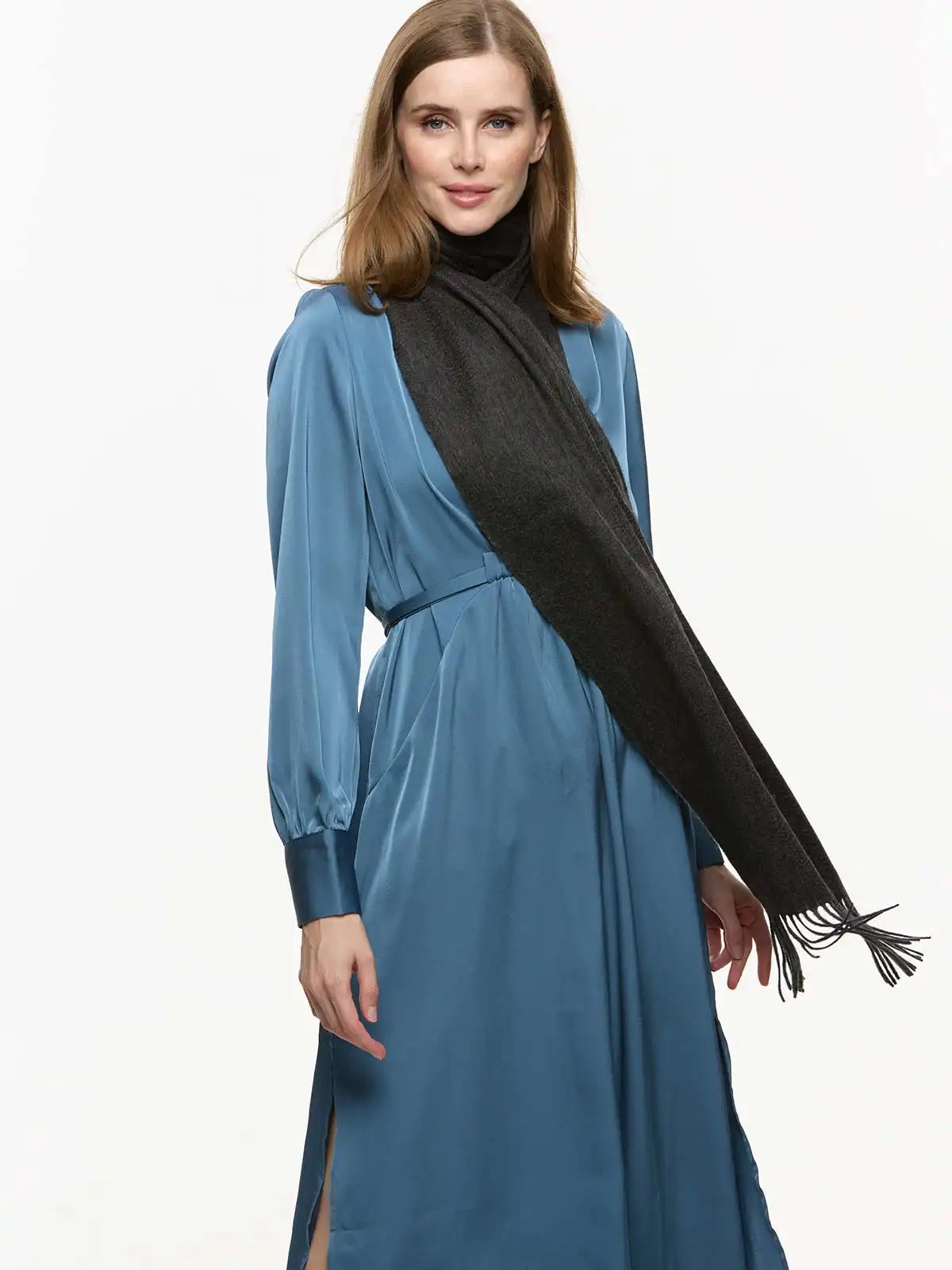 Charcoal Gray Cashmere Scarf