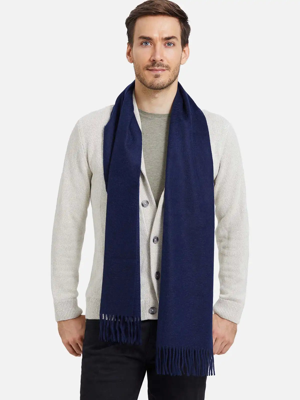 Navy Mens Cashmere Scarf