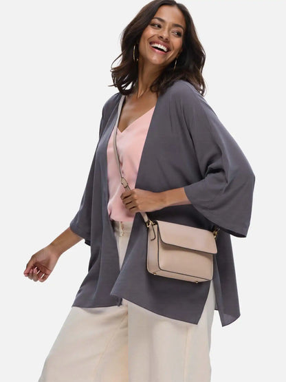 Charcoal Gray Silk Relax Cardigan