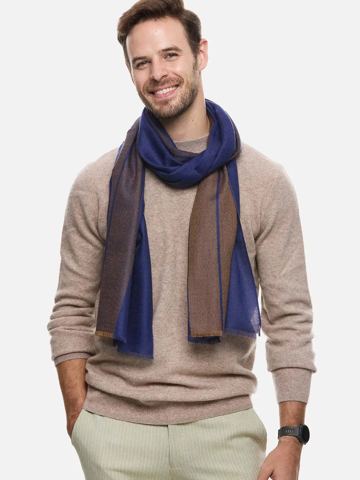 Sapphire Diamond Mens Cashmere Scarf