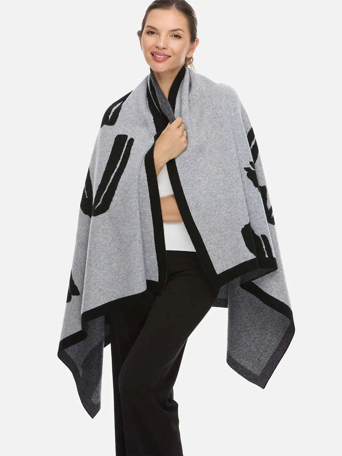Sesame Dot Luxe Cashmere Blanket - Gray