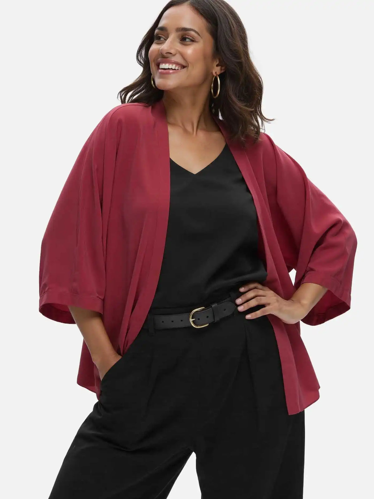 Wine Red Silk Relax Cardigan