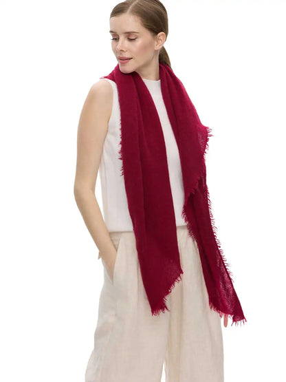 Wine Red CloudPuff Cashmere Scarf