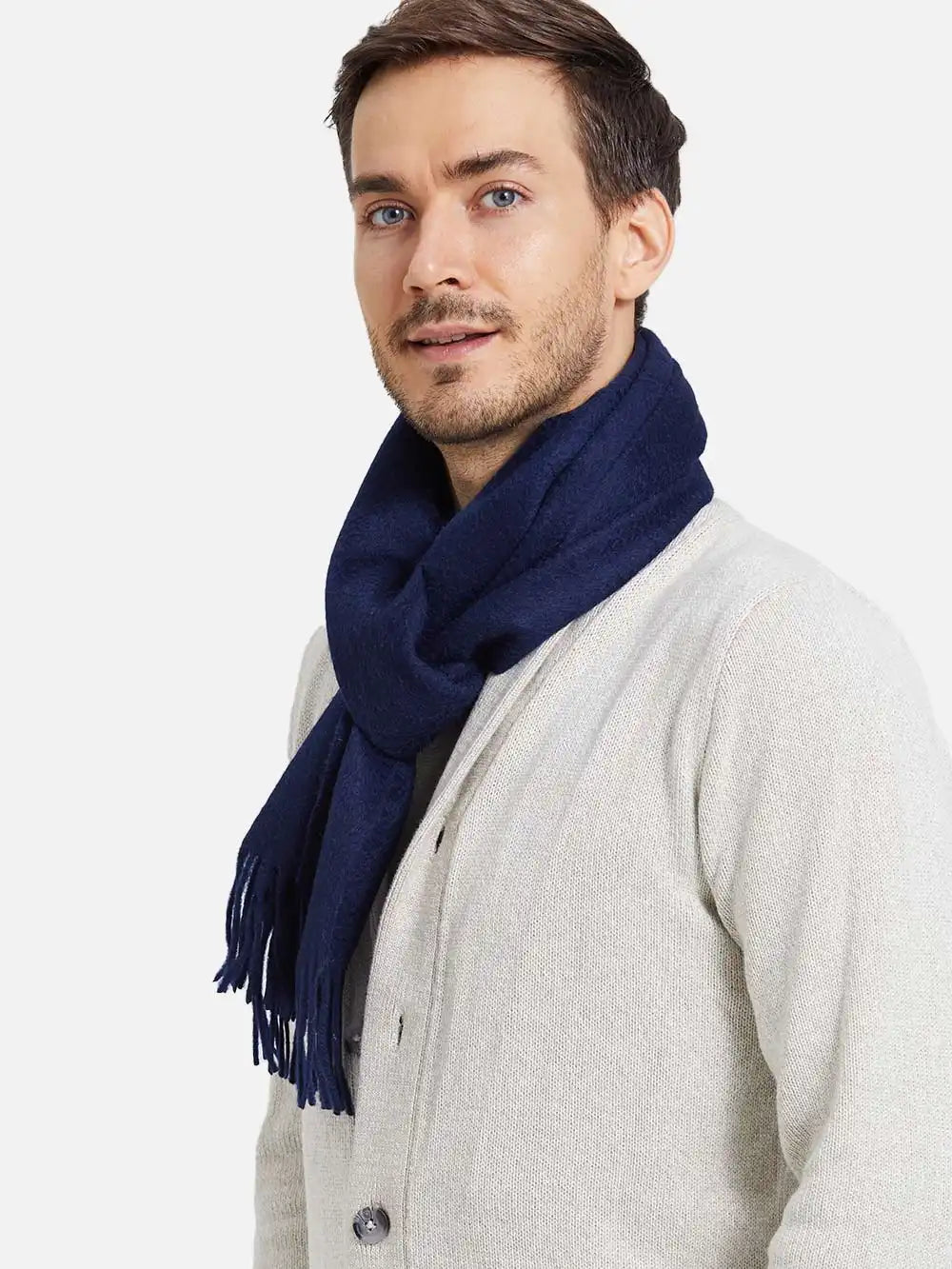 Navy Mens Cashmere Scarf