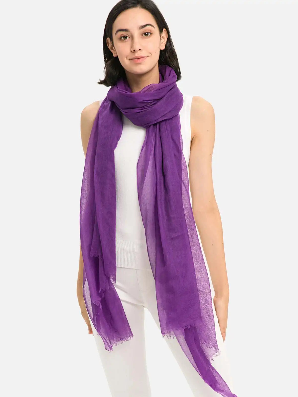 Featherlight Purple Cashmere Scarf