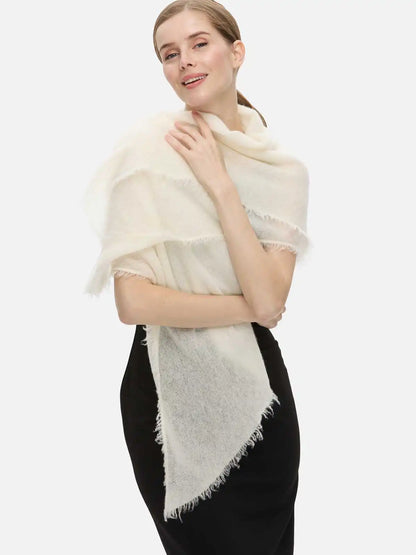 White CloudPuff Cashmere Scarf