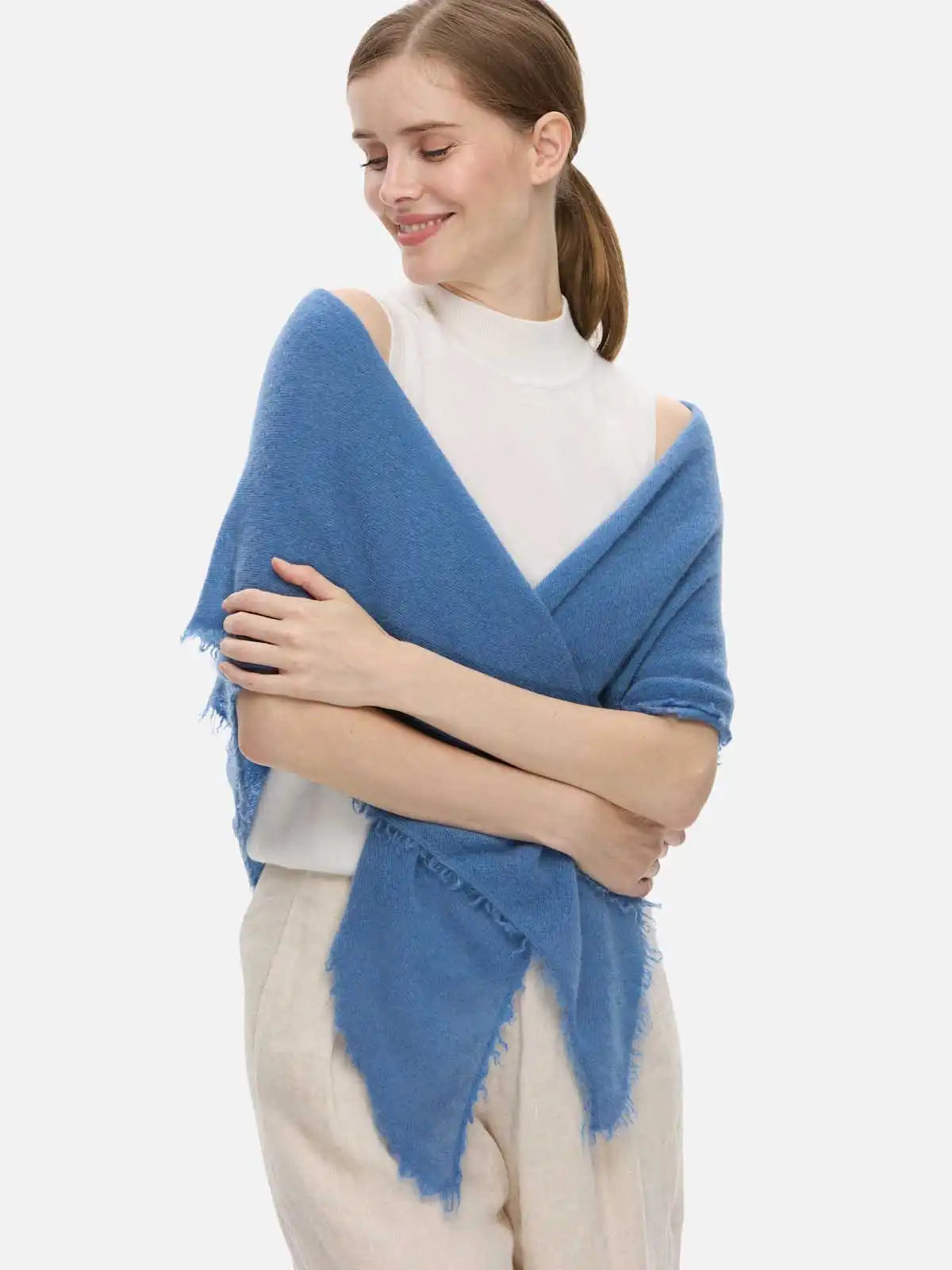 French Blue CloudPuff Cashmere Scarf