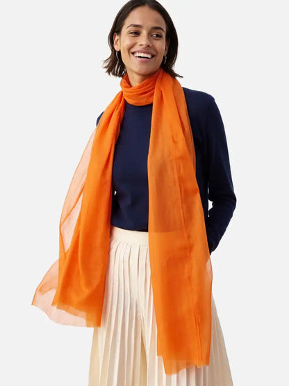 Featherlight Orange Cashmere Scarf
