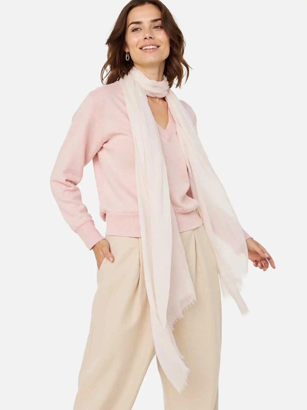 Featherlight Ivory Cashmere Scarf