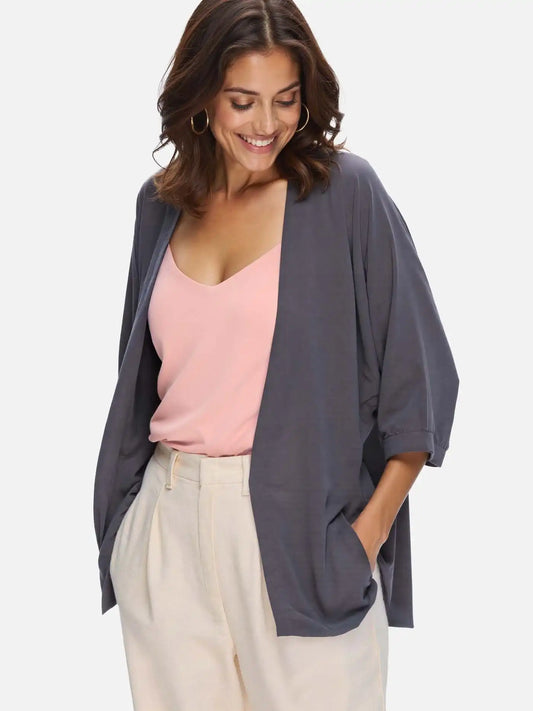 Charcoal Gray Silk Relax Cardigan