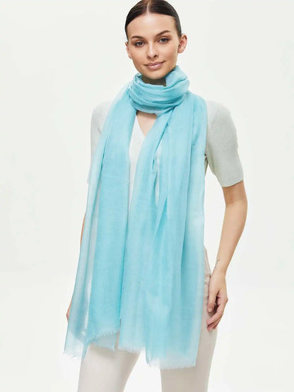 Featherlight Aqua Blue Cashmere Scarf