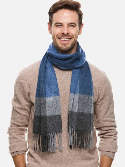 Blue Gray Basic Mens Cashmere Scarf