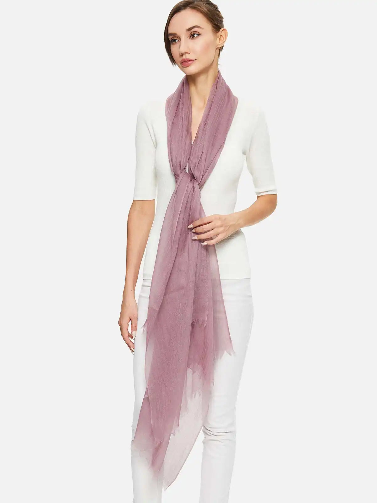Featherlight Violet Cashmere Scarf