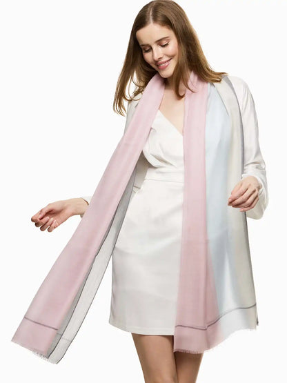Featherlight Pink Blue Cashmere Scarf
