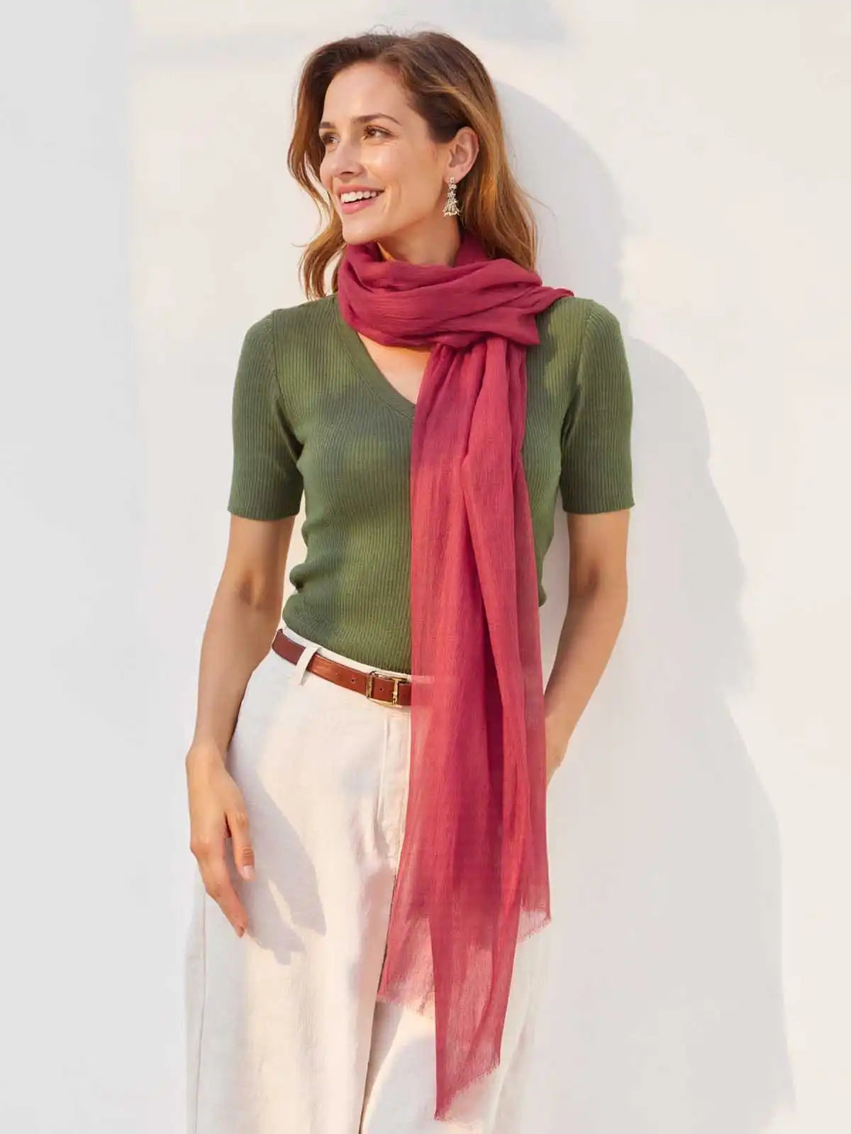 Featherlight Garnet Cashmere Scarf