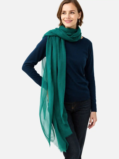 Featherlight Pine Green Cashmere Scarf