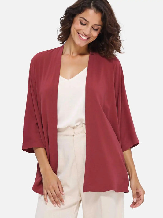Wine Red Silk Relax Cardigan