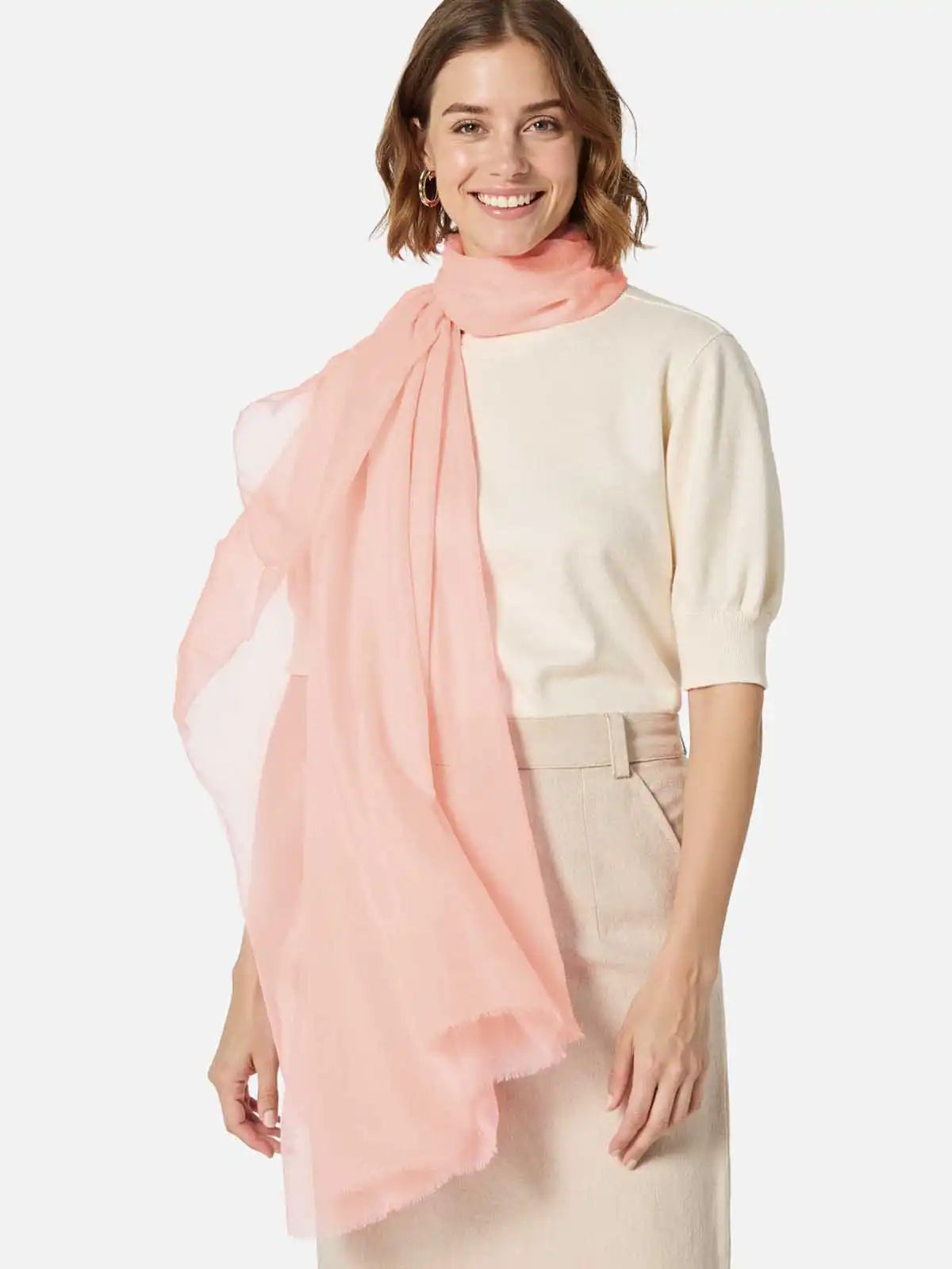 Featherlight Pink Cashmere Scarf