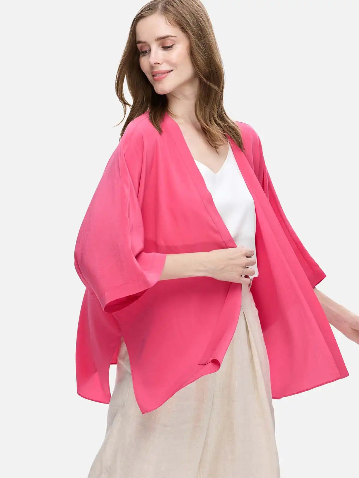 Fuchsia Silk Relax Cardigan