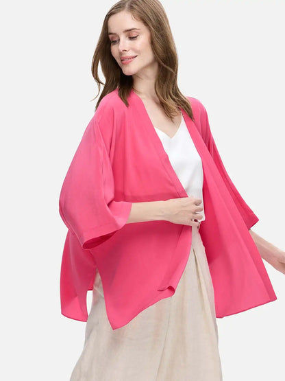 Fuchsia Silk Relax Cardigan