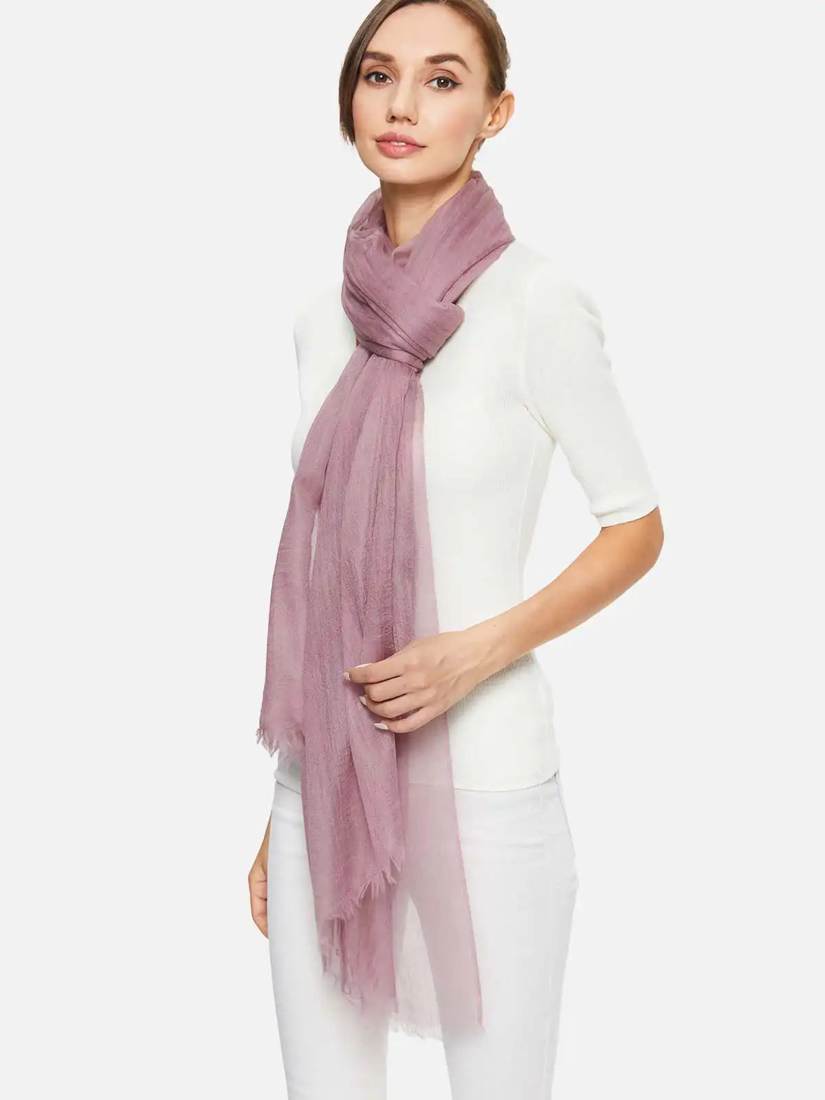 Featherlight Violet Cashmere Scarf