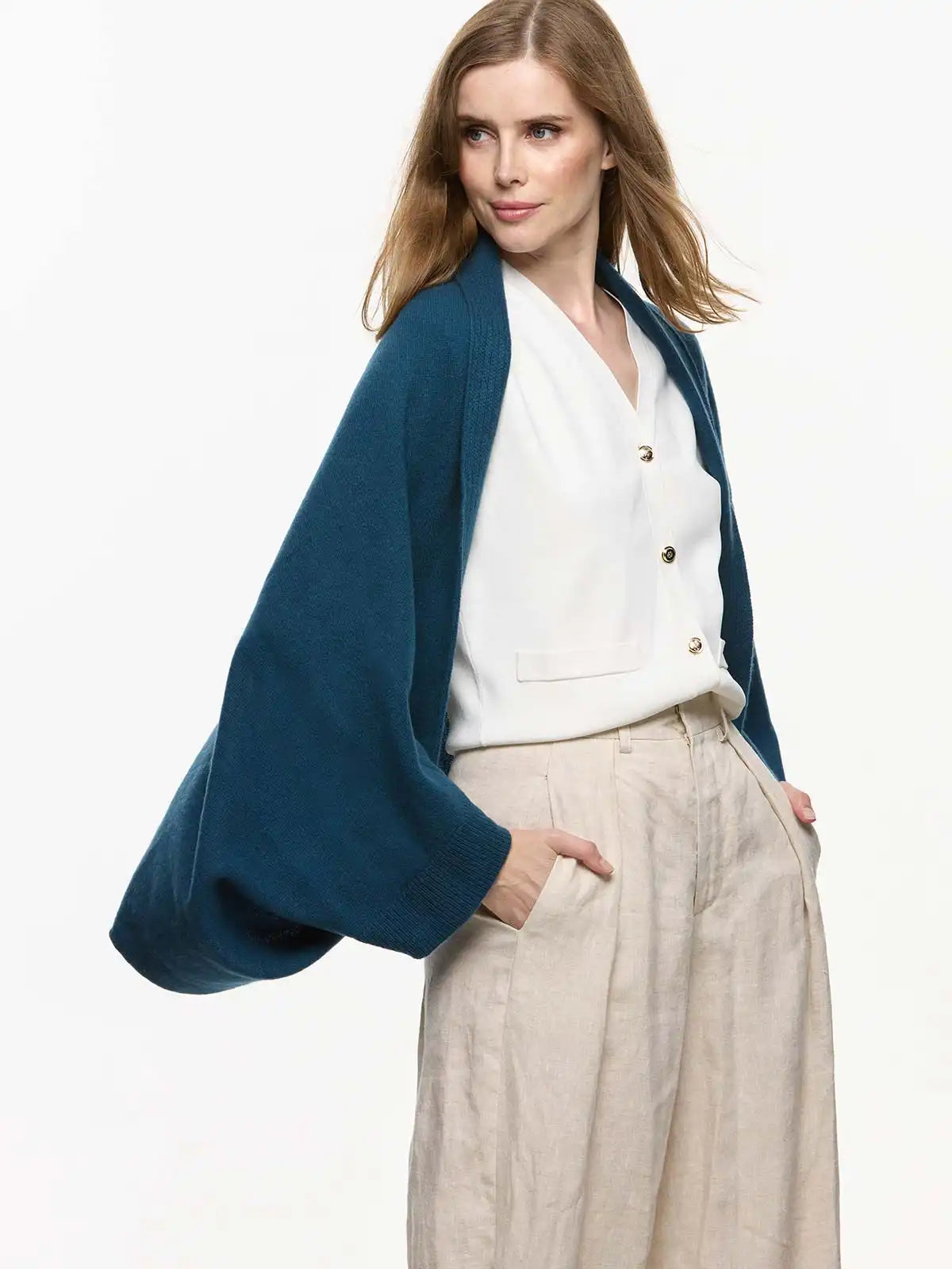 Navy Blue Wearable Cashmere Wrap