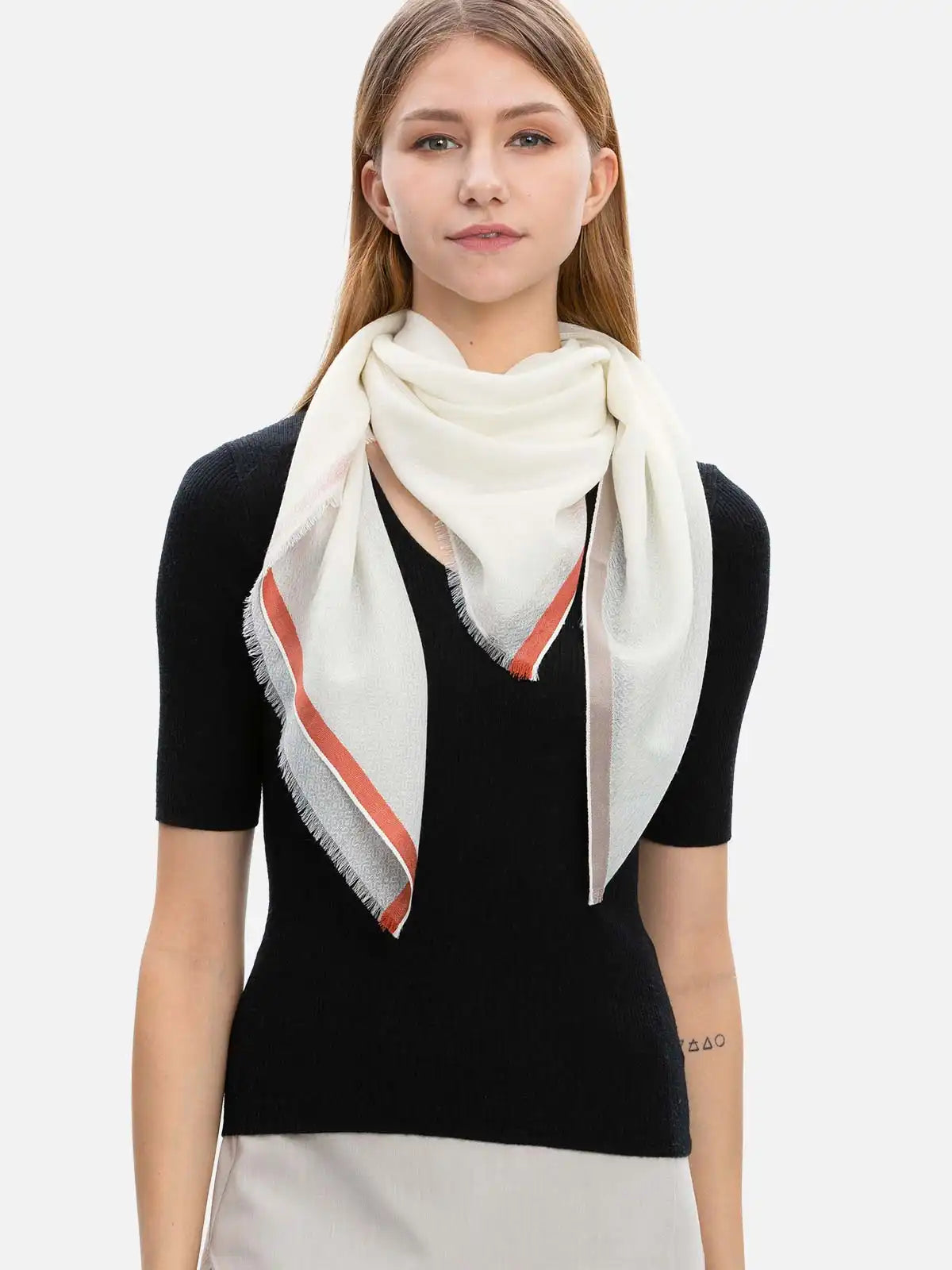 Square - Featherlight White Cashmere Scarf