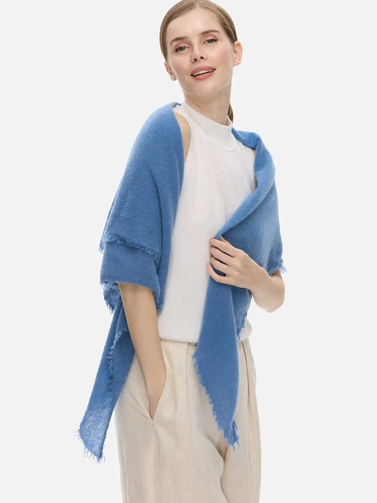 French Blue CloudPuff Cashmere Scarf