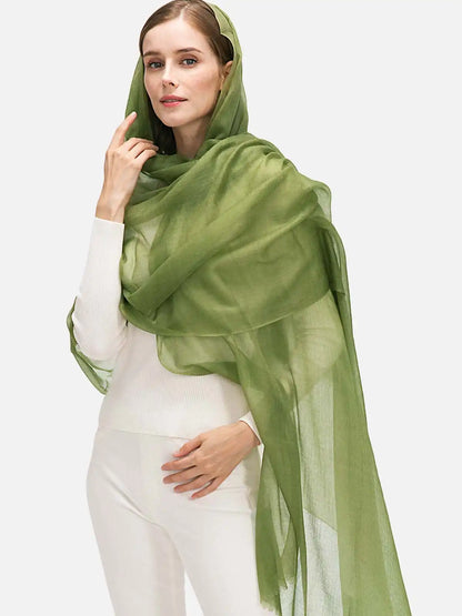 Featherlight Olive Green Cashmere Scarf