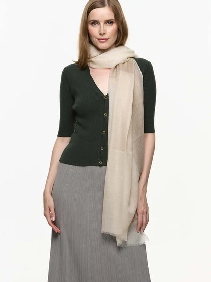 Featherlight Beige White Cashmere Scarf