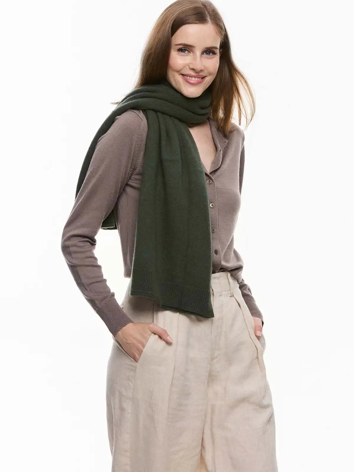 Olive Green Wearable Cashmere Wrap