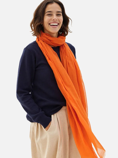 Featherlight Orange Cashmere Scarf