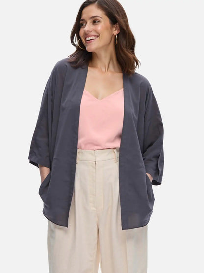 Charcoal Gray Silk Relax Cardigan