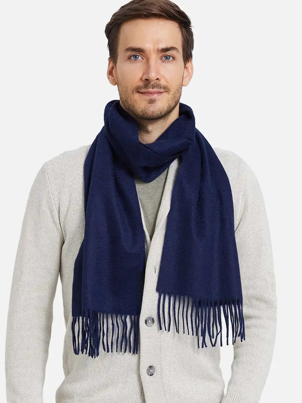Navy Mens Cashmere Scarf