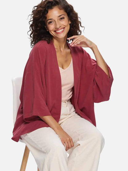 Wine Red Silk Relax Cardigan