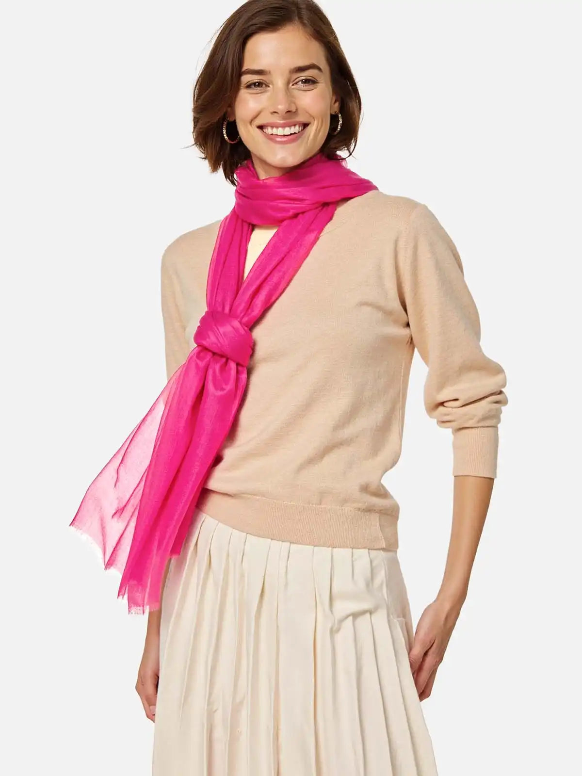 Featherlight Fuchsia Cashmere Scarf