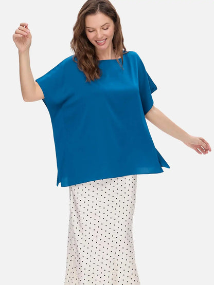 Teal Silk Ease Top