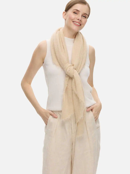 Beige CloudPuff Cashmere Scarf