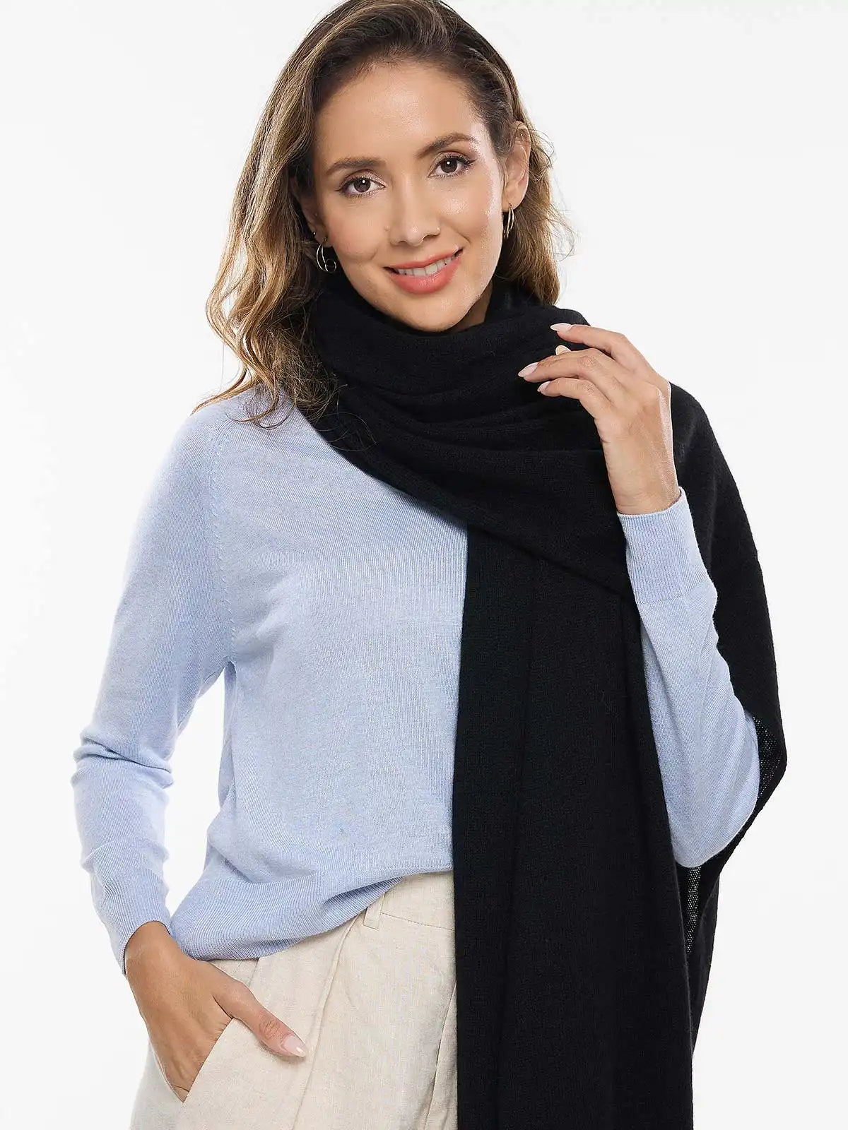 FlexKnit Black Cashmere Wrap