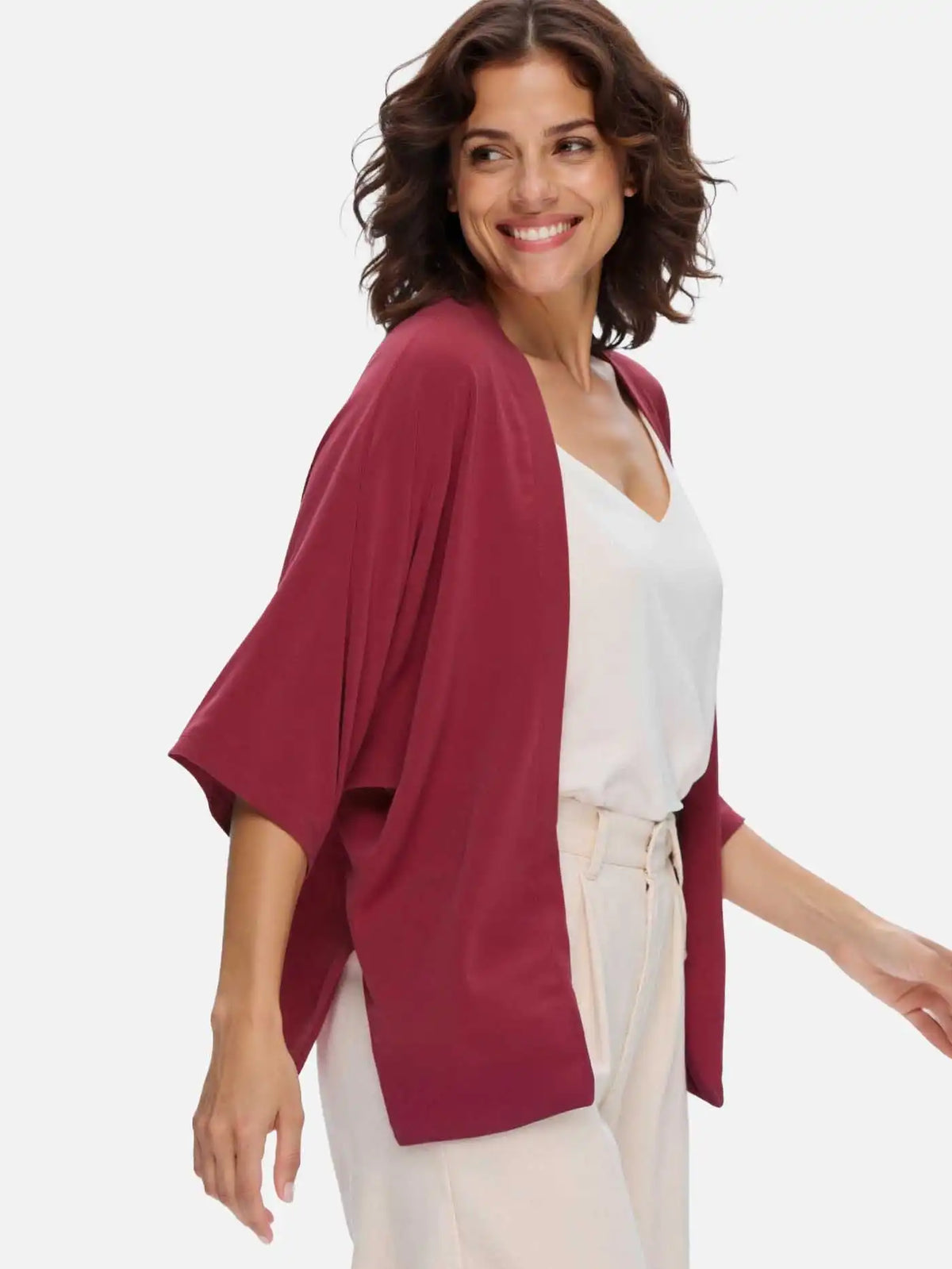 Wine Red Silk Relax Cardigan
